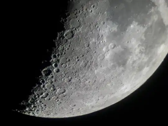 Close up of The Moon's craters