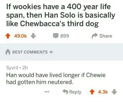 Han is Chewbacca's third dog