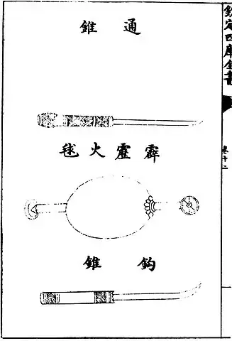 Grenade between two tools to ignite it