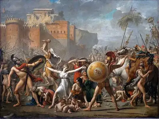 The intervention of the Sabine women, by Jacques-Louis David