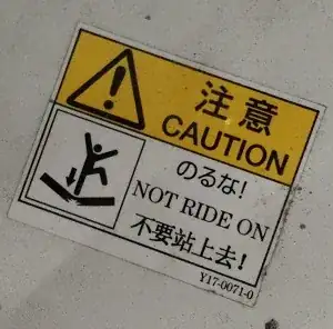 machine safety label no standing