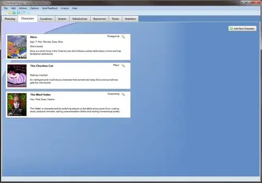 Novel Factory writing software character overview