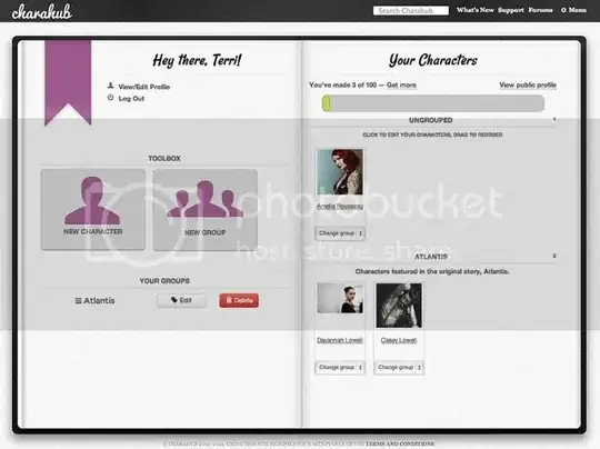 Screenshot of Charahub's user profile