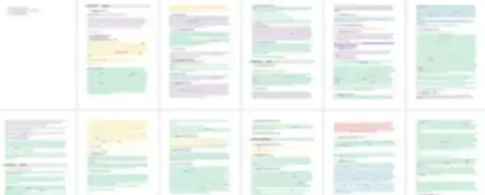 screenshot (blurred) of a 12-page treatment with colored storylines