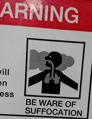 machine safety label suffocation